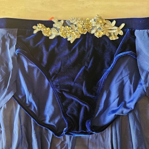 Weissman NWOT adult extra large blue velvet dance skirt lyrical tap contemporary - Picture 2 of 6
